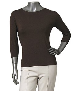 BLUSA BÁSICA GUINÉ MARROM MANGAS 3/4
