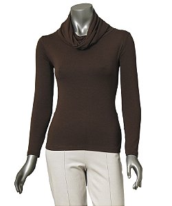 BLUSA MARROM CAFÉ COM GOLONA