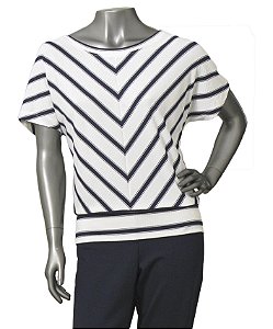 BLUSA LISTRADA COM BARRADO