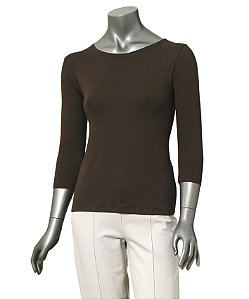 BLUSA BÁSICA GUINÉ CAFÉ MANGAS 3/4