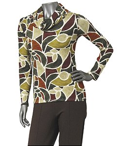 BLUSA COM GOLONA ESTAMPA ABSTRATA