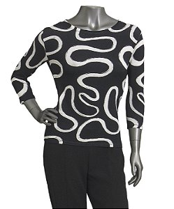 BLUSA MANGA 3/4 ESTAMPA CURVAS