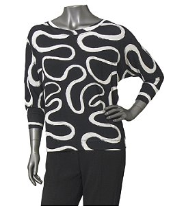BLUSA ESTAMPA CURVAS COM MANGAS DOLMAN