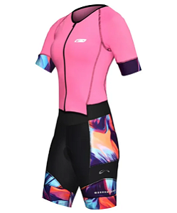 MACAQUINHO CICLISTA MATRIX FEM G MANCHAS AZUL/LARANJA