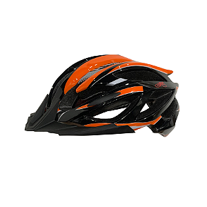 CAPACETE MTB C/REG C/ABA IN MOLD PRETO/LARANJA H1153
