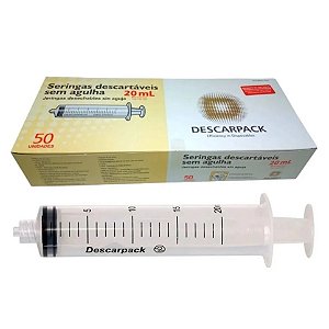 Seringa Descartável 20ml S/Ag  Luer Lock ( CX 50 UN )