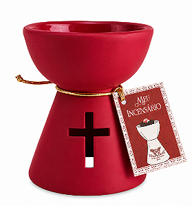 Incensário Terracota Milagros com cruz - Vermelho