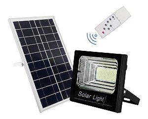 Refletor Solar Led 60W 6500K 1500 Lúmens c/ Bateria, Controle Remoto, Sensor de Presença e Fotocélula Solar Light