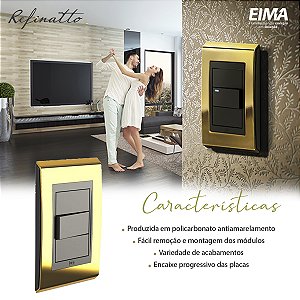 Placa 4X2 3 Posições Argila com Preto Style Refinatto