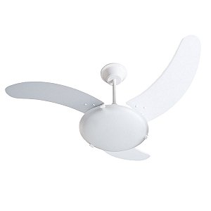 Ventilador de Teto Aura Branco 127V C/ Controle de Velocidade, Controle Remoto e Lustre Tron