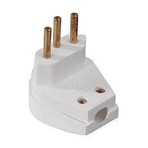 Pino Plug 2P+T 20A Macho Padrão Brasileiro Lateral Branco Mectronic