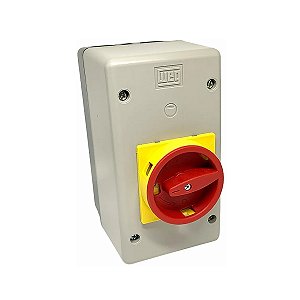 Caixa Plástica de Sobrepor PE55 Para Disjuntor Motor Vermelha/Amarela Weg