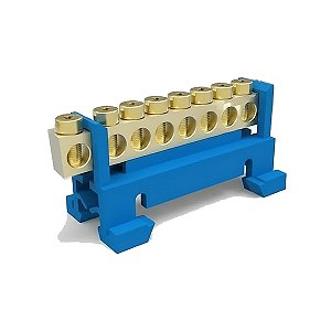 Barra Neutro 8 Vias 16MM Azul P/  Trilho DIN Rohdina