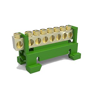 Barra Terra 8 Vias 16MM Verde P/  Trilho DIN Rohdina