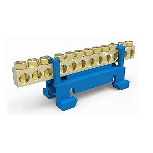 Barra Neutro 12 Vias 16MM Azul P/  Trilho DIN Rohdina