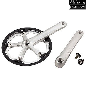 Pedivela Brompton 50d com protetor de coroa prata - QCRANKSET-SPI-50