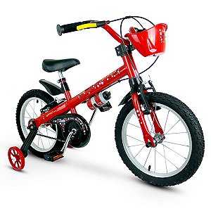 Bicicleta Nathor Lady 16" com rodinhas vermelho e preto