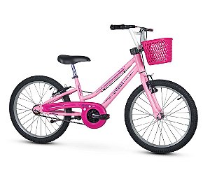 Bicicleta Nathor Bella 20" com cesta rosa e branco