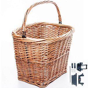 Cesta City 26" HT-WK-004 em Vime Natural com Suporte Rápido