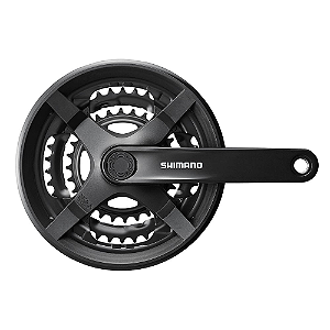 Pedivela Shimano Tourney FC-TY301 6/7/8v 48/38/28d 170mm ponta quadrada com protetor de corrente  preto