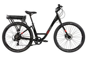 Bicicleta elétrica Caloi E-Vibe Urbam aro 27.5" 7v preto e vermelho - tam. 16.5"