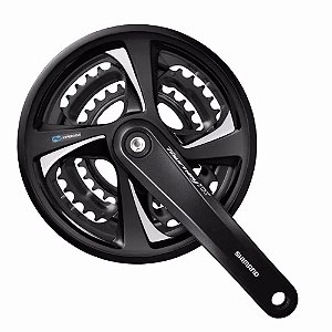 Pedivela Shimano Tourney FC-TX801 48-38-28d 175mm preto com protetor de corrente