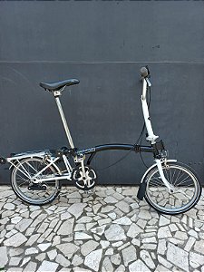 Bicicleta Brompton M3R preta e branca - USADA