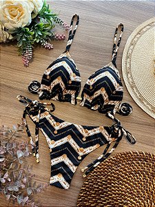 BIQUINI PRETO BRANCO GOLD