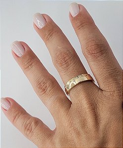 Anel aliança dupla com microzirconias