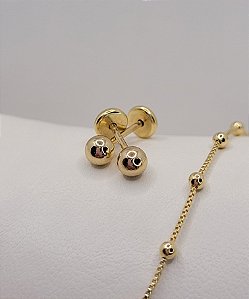 Brinco bolinha com tarraxa baby