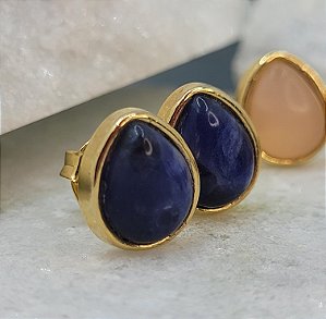 Brinco gota sodolita azul