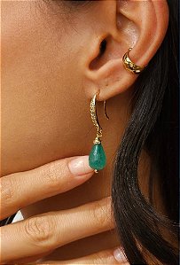 Brinco gancho Amazonita natural cravejado