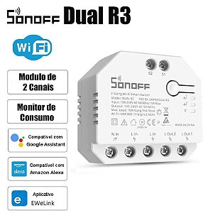 Sonoff Dual R3 2 Canais - Múltiplo Relé Wifi - 2 Canais para Automação Residencial