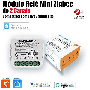 Mini Relé Zigbee de 2 Canais Nova Digital
