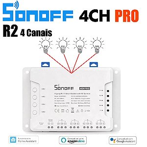 Sonoff 4ch R2 PRO de 4 Canais Wifi Módulo para Automação Residencial