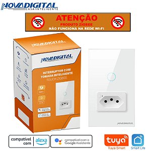 Interruptor Smart Zigbee de 1 Botão e 1 Tomada 20a Tuya Nova Digital