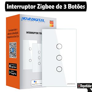 Interruptor Inteligente Zigbee Nova Digital Tuya de 3 Botões Branco