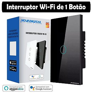 Interruptor Wi-fi Tuya Smart Life Nova Digital 1 Botão Preto