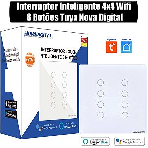Interruptor Inteligente Tuya Nova Digital de 8 Botões Padrão 4x4 Branco