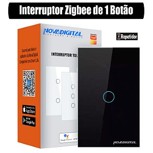 Interruptor Inteligente Zigbee Nova Digital Tuya de 1 Botão Preto