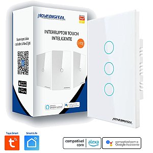 Interruptor Inteligente Wi-Fi Tuya Nova Digital de 3 Botões LT