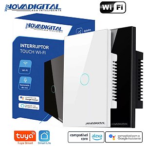 Interruptor Inteligente Smart Wi-Fi de 1 Botão Tuya Nova Digital - Compatível com Alexa e Google Home