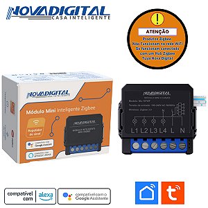 Mini Módulo Relé Zigbee de 4 Canais Tuya Nova Digital