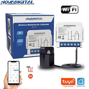 Módulo Medidor de Consumo De Energia 80a Wifi Tuya Nova Digital