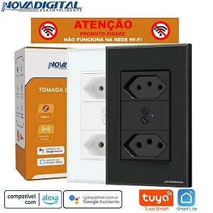 Tomada Dupla Inteligente Smart Zigbee 10a e 20a Nova Digital Tuya