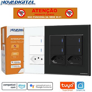 Interruptor Smart Zigbee de 4 Botôes e 2 Tomadas de 10a e 20a Tuya Nova Digital