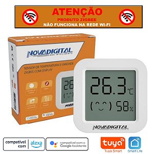 Sensor Inteligente de Temperatura e Umidade Zigbee com Display Nova Digital Tuya