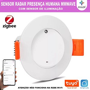 Sensor De Movimento e Presença Humana Radar Mmwave De Teto Zigbee Tuya Ekaza