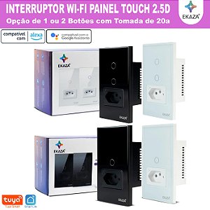 Interruptor Com Tomada de 20a Wifi Ekaza Painel touch 2.5d Tuya Smart Life