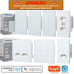 Interruptor Smart Zigbee Linha Quartzo Soft Touch Tuya Nova Digital Compatível Alexa Google Home